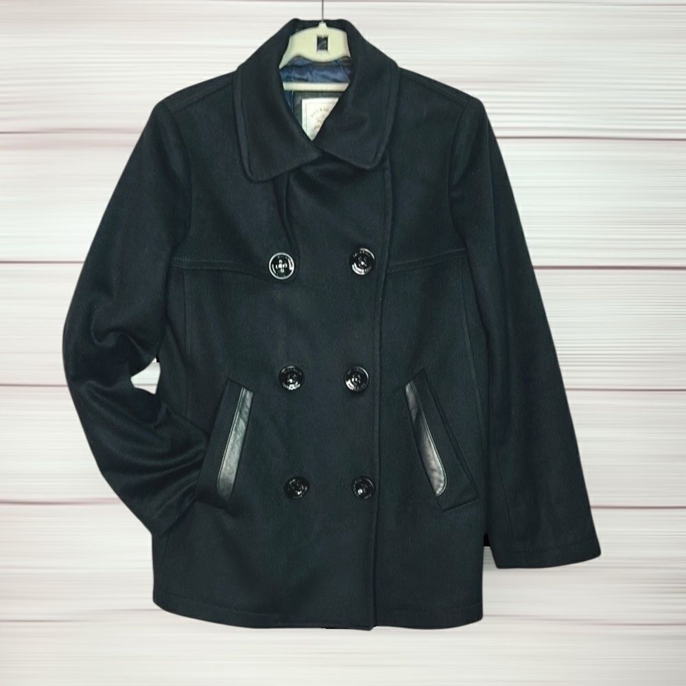 Paul & Shark Black Peacoat Women’s Double Breasted Wool Cashmere Italy sz 44 US8